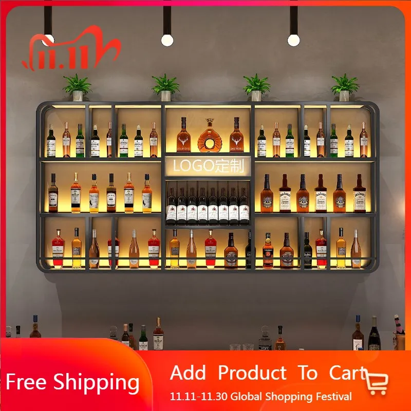 

Modern Salon Wine Cabinet Storage Design Simple Minimalist Wine Cabinet Wall Standing Kitchen Antique Metal Bar Decoration
