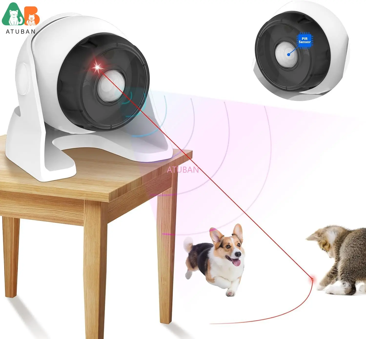 Cat Laser Toys Motion Acticated Responsive Interactions,Mix Fast&Slow Laser Game,Interactive Cat Toys Built-in Real Motion Senso