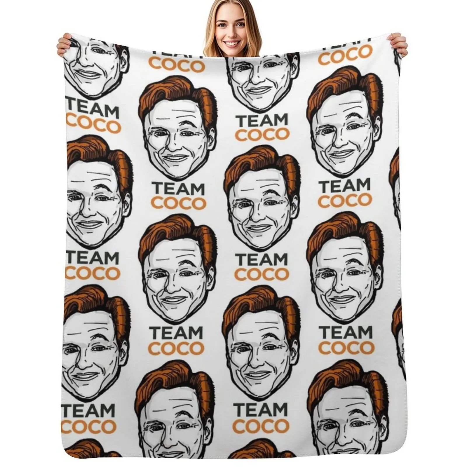 Conan O'Brien Team Coco Smiles & Eyebrows Throw Blanket Soft Comfort Blanket for Reading Watching TV