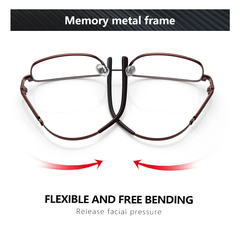 BLUEMOKY Metal Rectangular Prescription Glasses,Man Square Optical Glasses with Recipe,Anti Blue Light Progressive Myopia Lenses