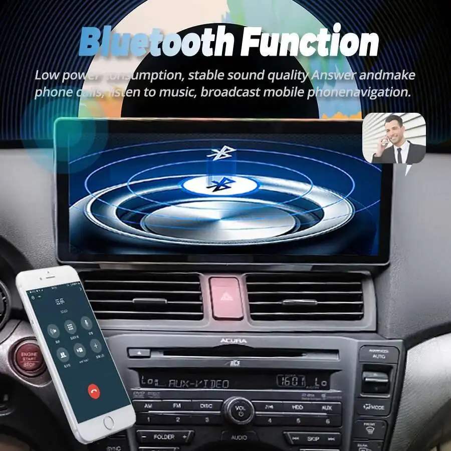 บลูทูธมัลติมีเดีย Player สําหรับ Acura TL 2008-2012 Android 12.3 "รถวิทยุสเตอริโอ CarPlay GPS นําทาง Qled หน้าจอ