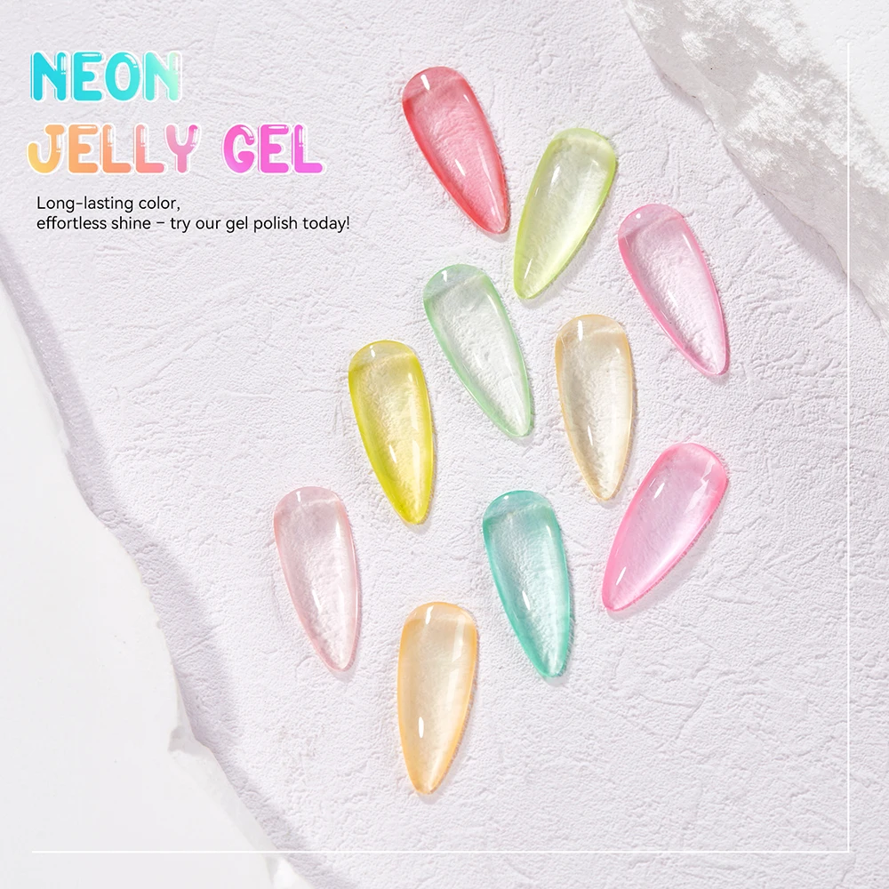 Vendeeni 24 Farben/Set Neon Jelly Gel Nagellack TPO HEMA FREI Fluoreszierender Transparenter UV LED Soak-Off Gel-Lack mit Display – Detail 8