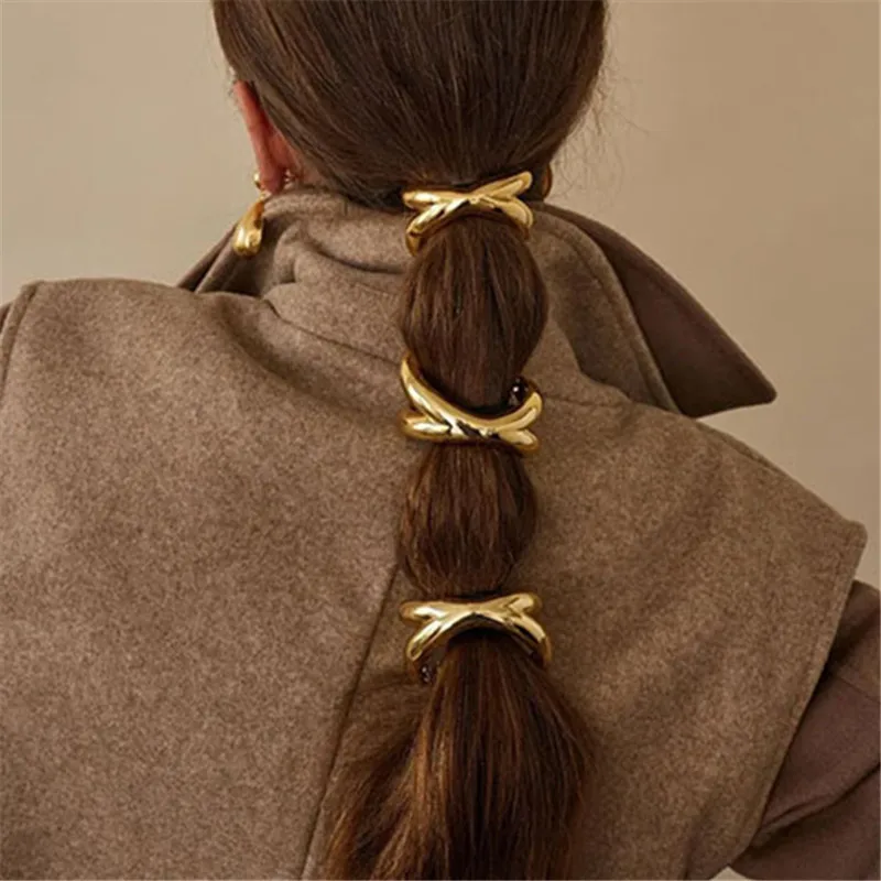 XIALUOKE Metal Corss Elastic Hair Loop Hairband For Women Ponytail Hair Pins Headwear Vintage Jewelry Hair Accessories