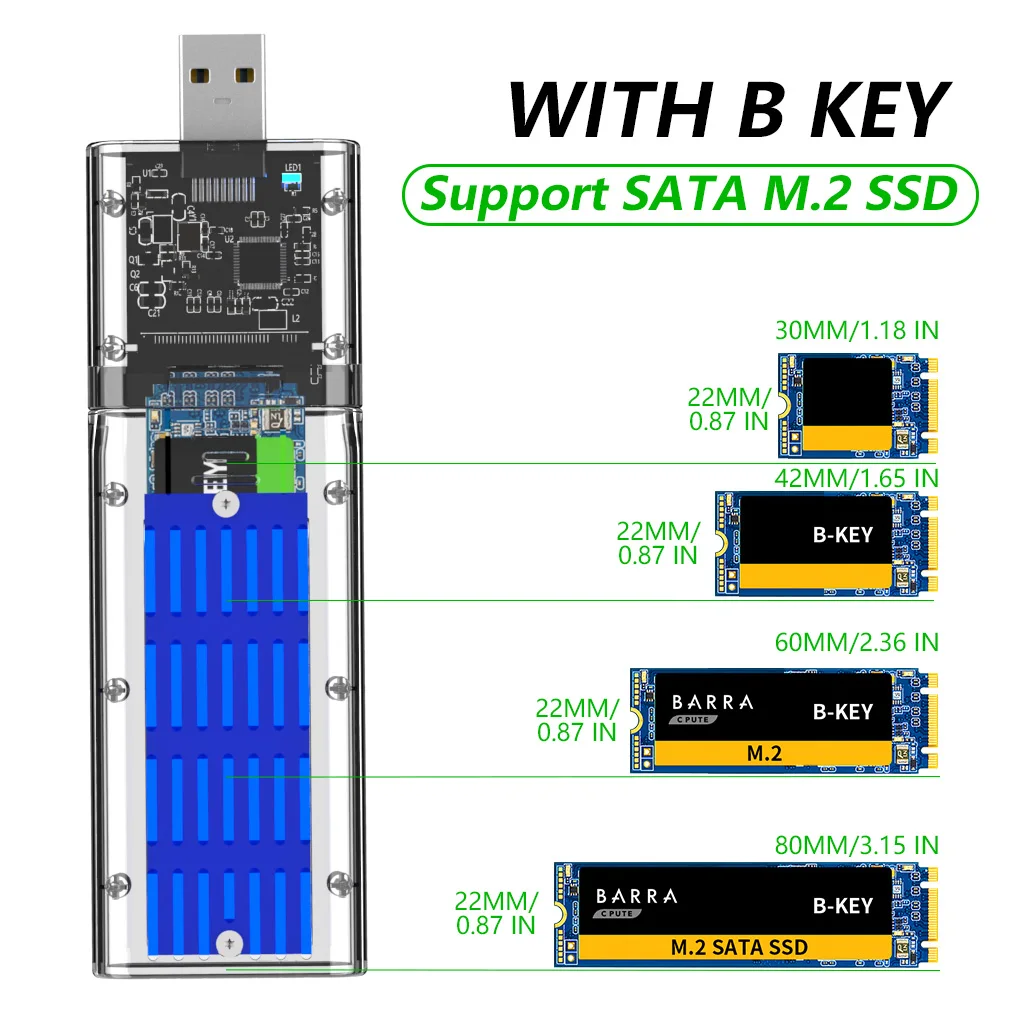 M2 SSD Case M.2 To USB 3.0 5Gbps High-speed SSD Enclosure For SATA M.2 For NGFF SSD 2242 2260 2280 Card Adapter