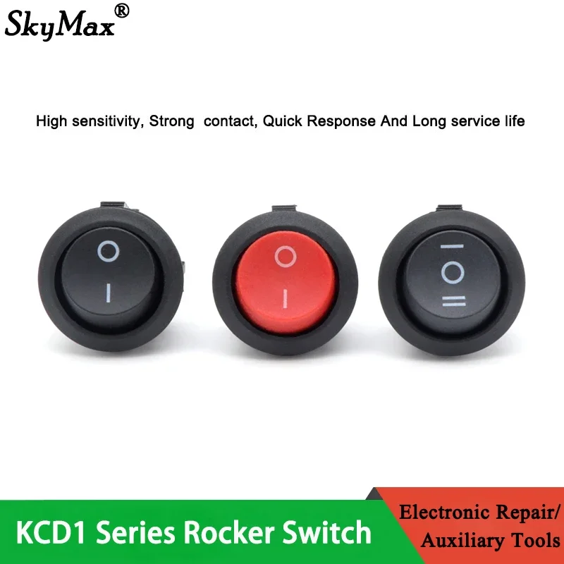 1/5PCS 23MM KCD1 Round Rocker Switch 2/3Pin ON-OFF-ON 2/3 Position 6A/250VAC 10A/125VAC SPST LED Car Push Button Switch