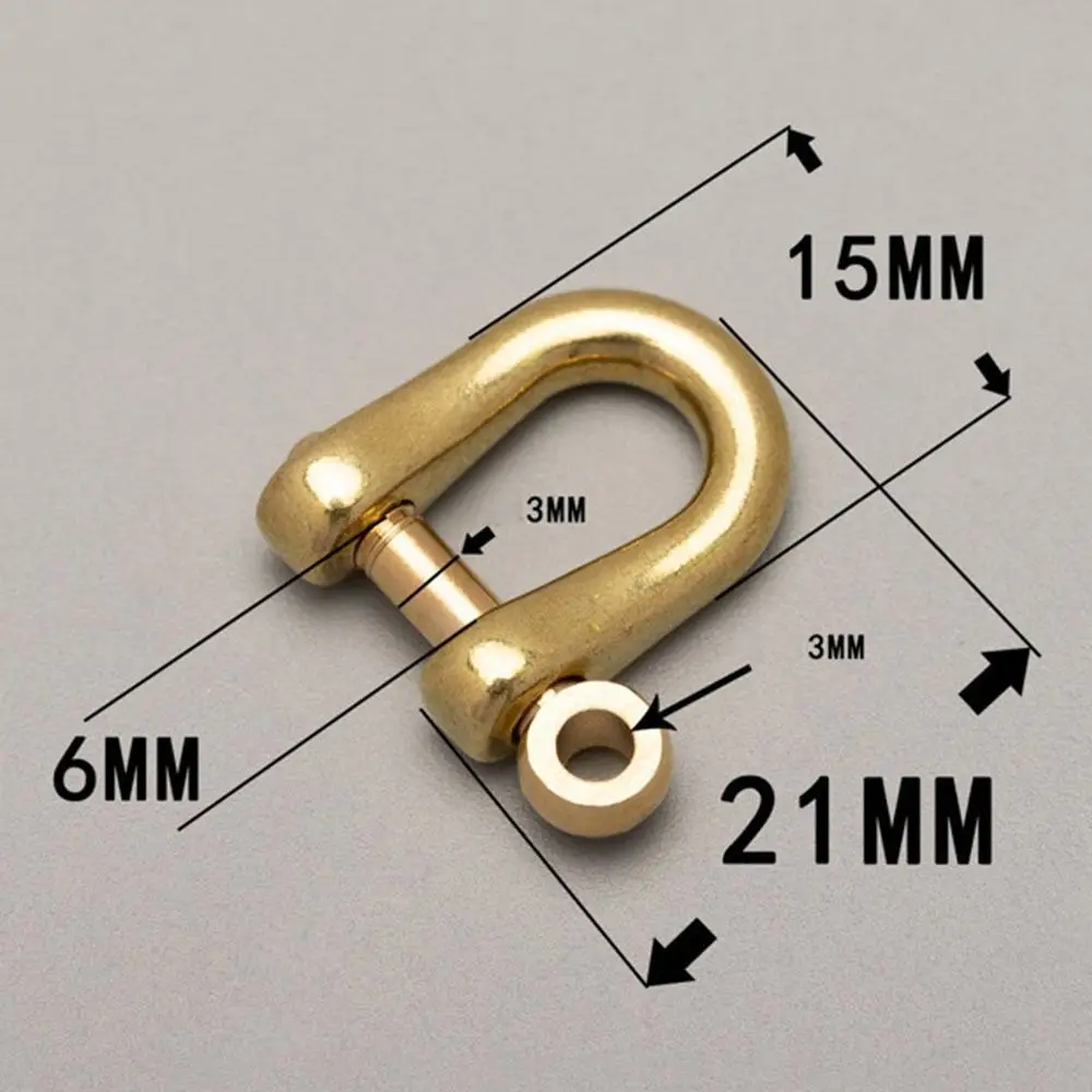 Solid Copper Carabiner D Bow Staples Shackle Fob Key Ring Keychain Hook Screw Joint Connector Buckles Outdoor Bracelet Buckle