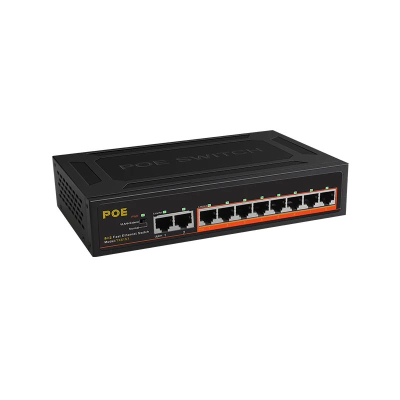 Imagem -03 - Poe Ethernet Switch para Roteador Wifi 10 Portas Portas 100mbps Rj45 Rede Lan Rápida Switch Inteligente Portas Uplink