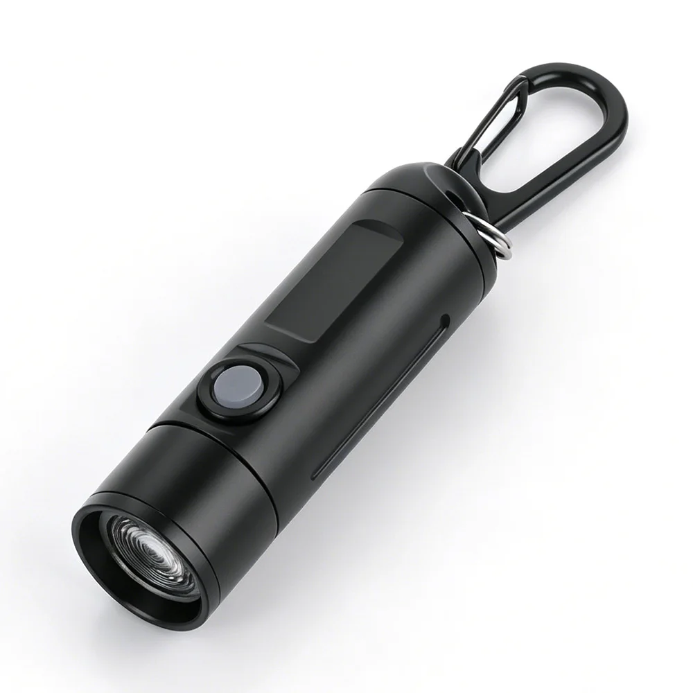 BORUiT Mini EDC Keychain Flashlight LED Type-C Rechargeable  Zoom Flashlight Outdoor Lamp Camping Lantern Fishing Pocket Torch