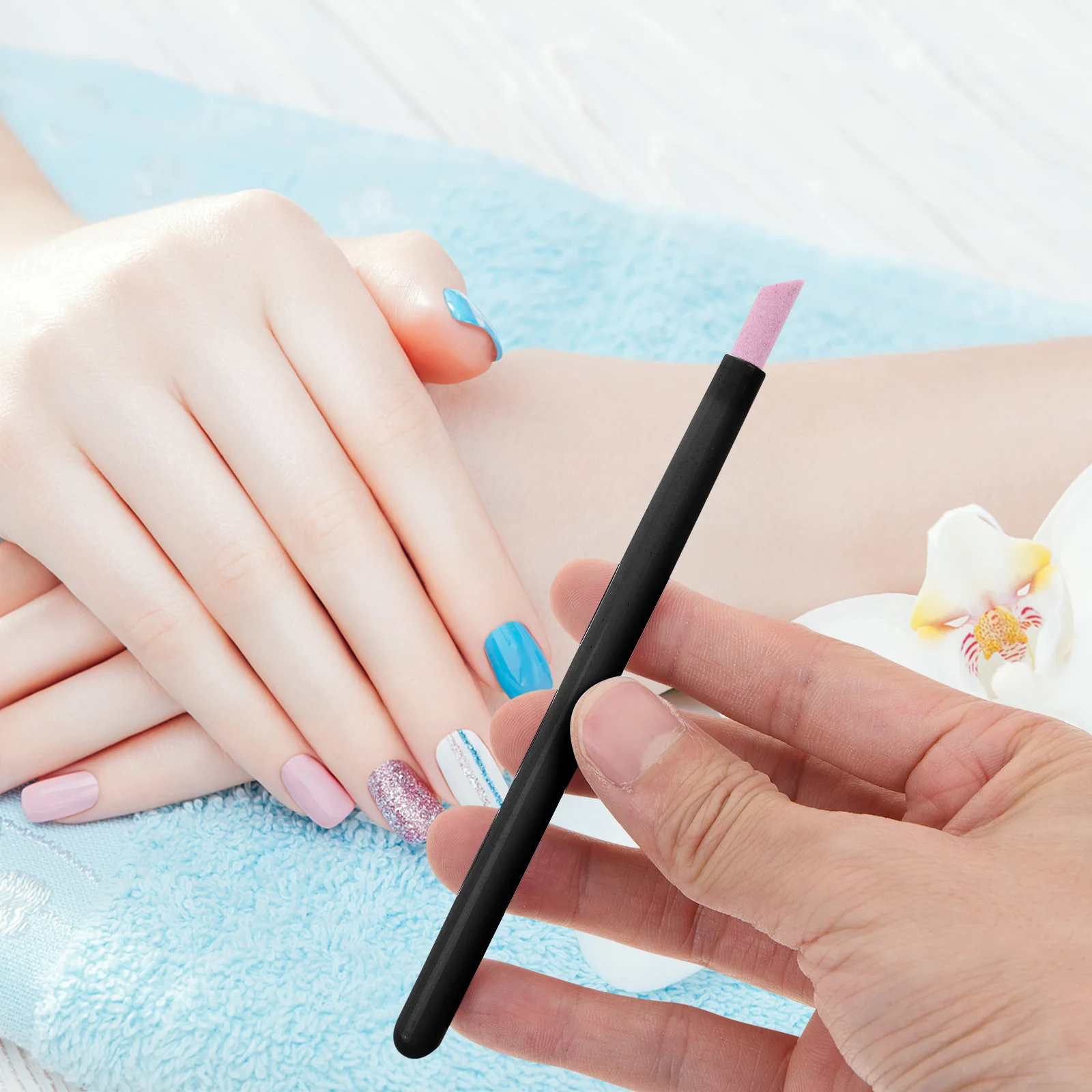 5pcs Plastic Pens For Manicure Cuticle Removal Polishing, Portable Art Tool, Durable Nail Engraving Pen, Multifunctional Nail