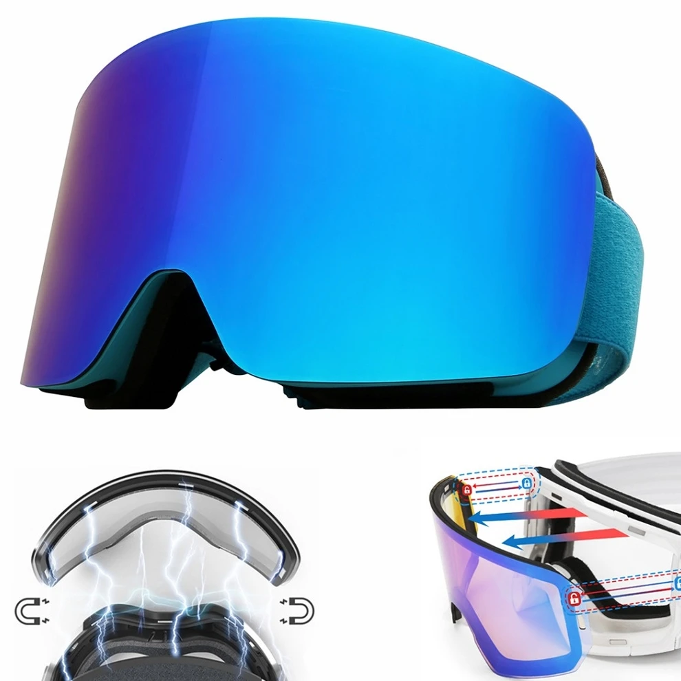 

Factory Price Support Custom Small Wholesale Magnetic Frameless Designer Best Mirrored Snowboard Glasses Snow Ski Goggles
