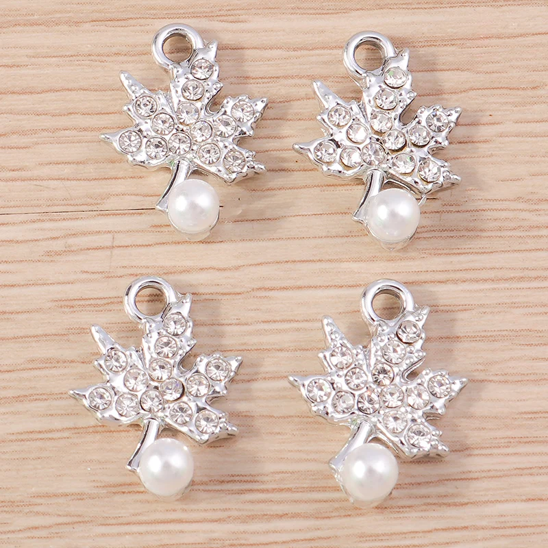 10 Stück 14 x 18 mm niedliche Kristall-Ahornblatt-Anhänger für die Herstellung von Ohrringen, Halsketten, Armbändern, DIY-Handwerk, Schmuckzubehör – Detail 4