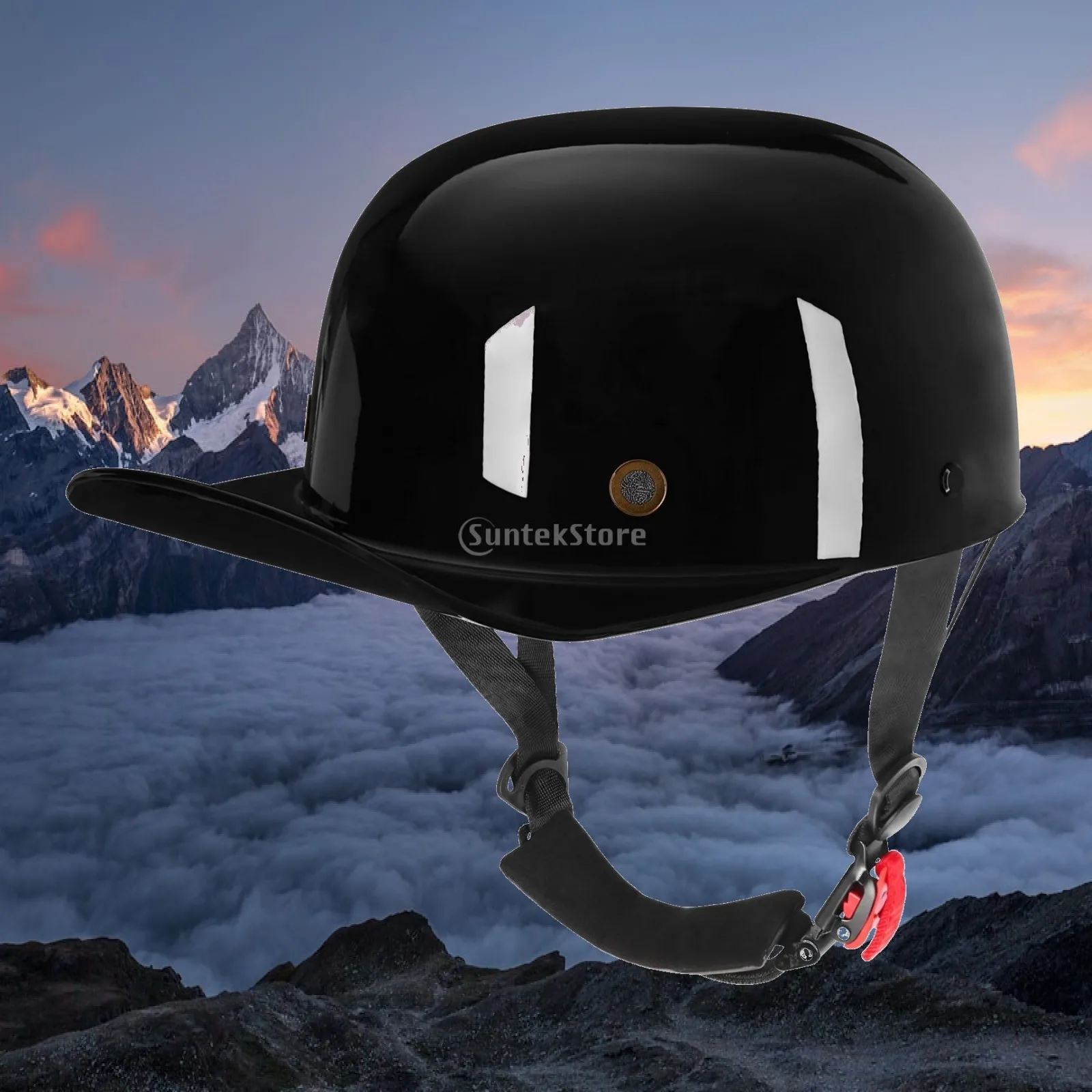 Retro Duckbill Baseball Cap Helmet ABS Half Face Shell for Motorcycle Travel Comfortable Chin Strap Fit