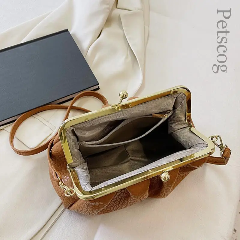 Women\'s Small Crossbody Bag PU Leather Ladies Handbag And Purse Fashion Fashion Shell Female Shoulder Bag Clip Clutch Bag Bolsas