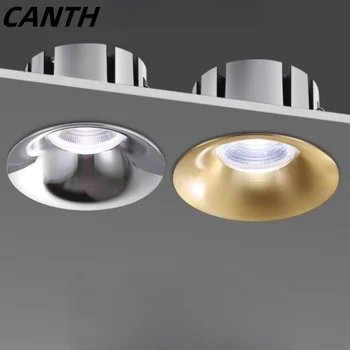 CANTH फ्रेमलेस 5.5/7.5/9.5cm आर्क-शेप्ड स्पॉटलाइट्स, गोल्डन परफोरेटेड LED एम्बेडेड एंटी-ग्लेयर सीलिंग, सिल्वर होल लाइट्स 10 best sales चांदी की छत की रोशनी - №8