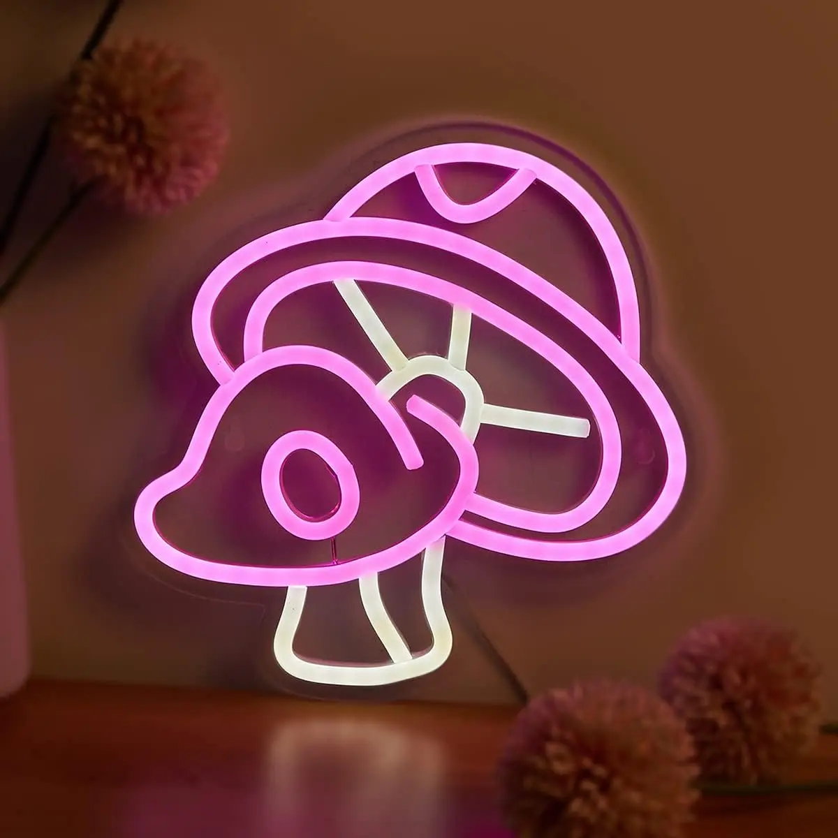 

Mushroom Neon Sign Dimmable Energy-Efficient Night light for Bedroom Hotel Man Cave Decor Party Wall Draw Birthday Art Gifts