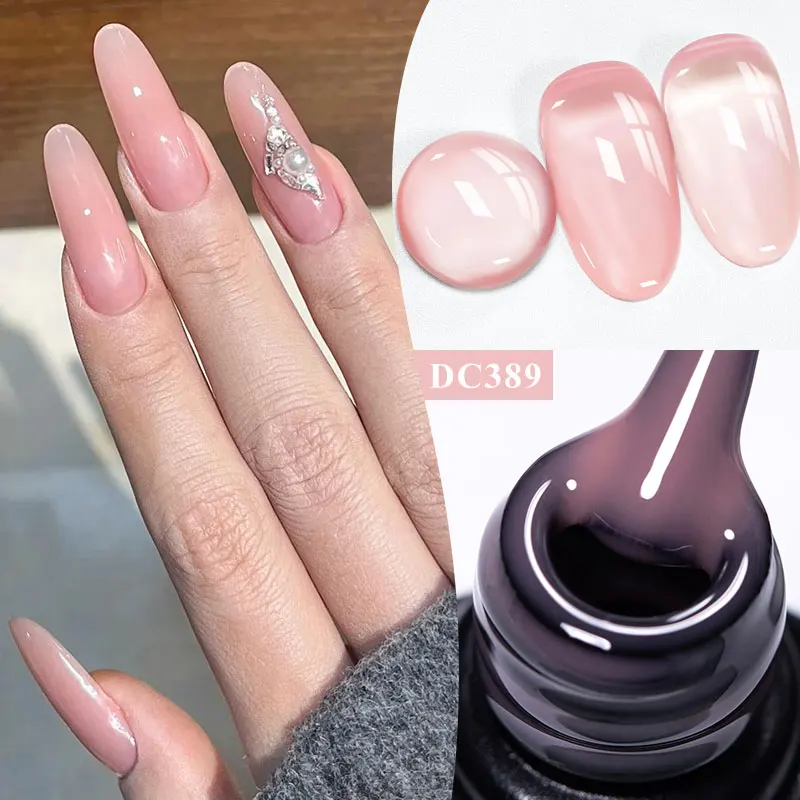 Jelly White Rubber Base Gel Nail Polish Nude Pink Semi Transparent Self Leveling Soak off UV Construction Gel Varnish Manicure