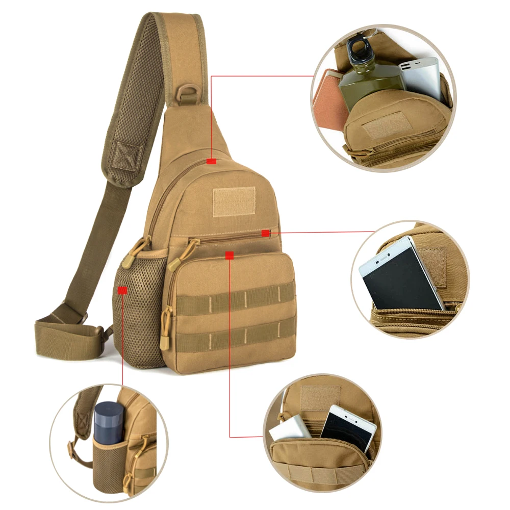 Bolso de pecho táctico para hombre, bandolera militar de camuflaje Multicam para exteriores, Camping, viaje, senderismo y caza, Y6322