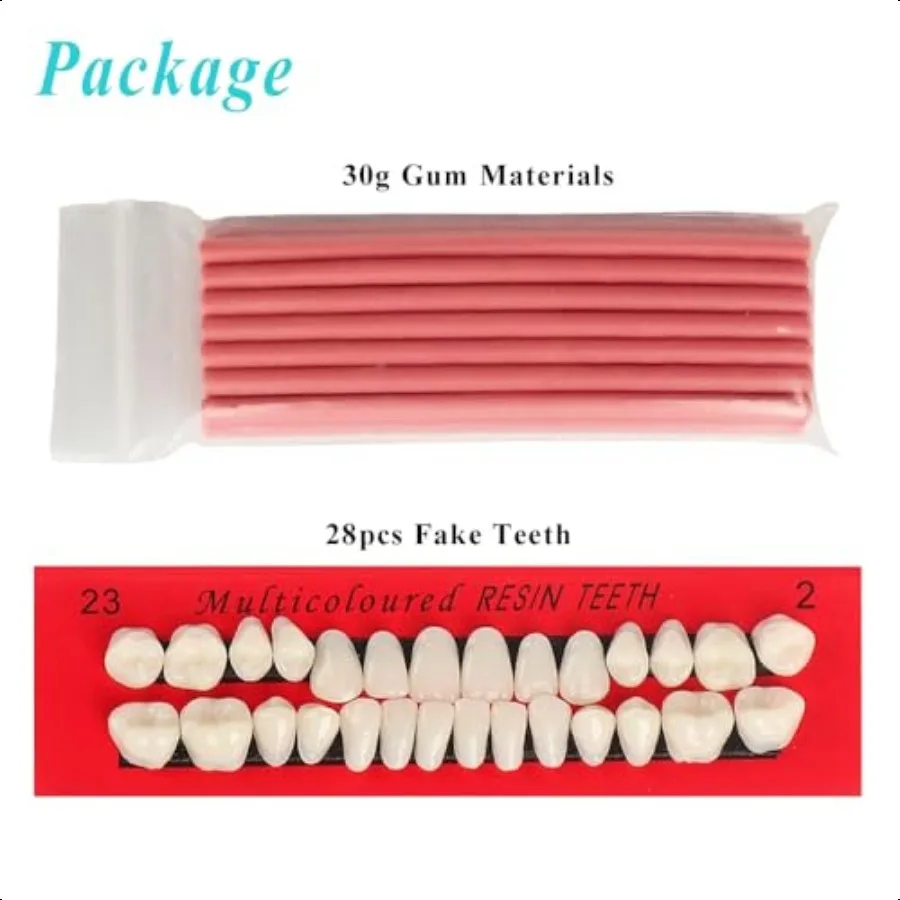 Dentaduras falsas kit diy fácil e conveniente diy reparação de dentes falsos dentes falantes ou diy kit de dentadura completa dentes falsos topo e