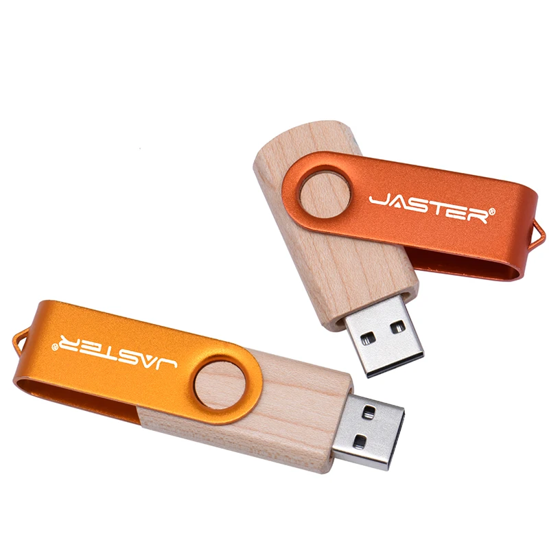 JASTER New USB 2.0 Wooden Rotating USB high-speed Flash Drive 64GB 32GB 16GB 4GB Memory Stick Photography Wedding Gifts