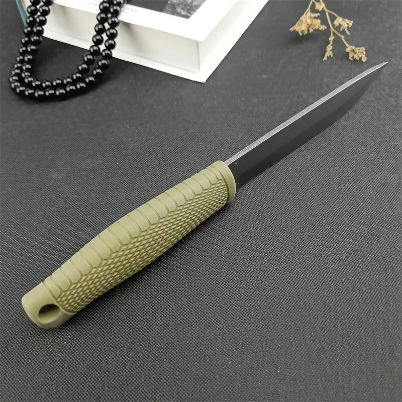 New BM 200 / 202 Fixed Blade Tactical Straight Knife Satin Drop Point Ranger Green Santoprene Outdoor Survival Hunting Multitool