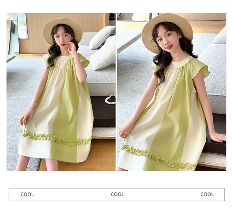 Neues Sommerkleid in hoher Qualität für Kinder, ärmelloses Patchwork-Baumwollkleid für junge Mädchen im Alter von 5 6 7 8 9 10 11 12 13 14 Jahren. – Detail 8