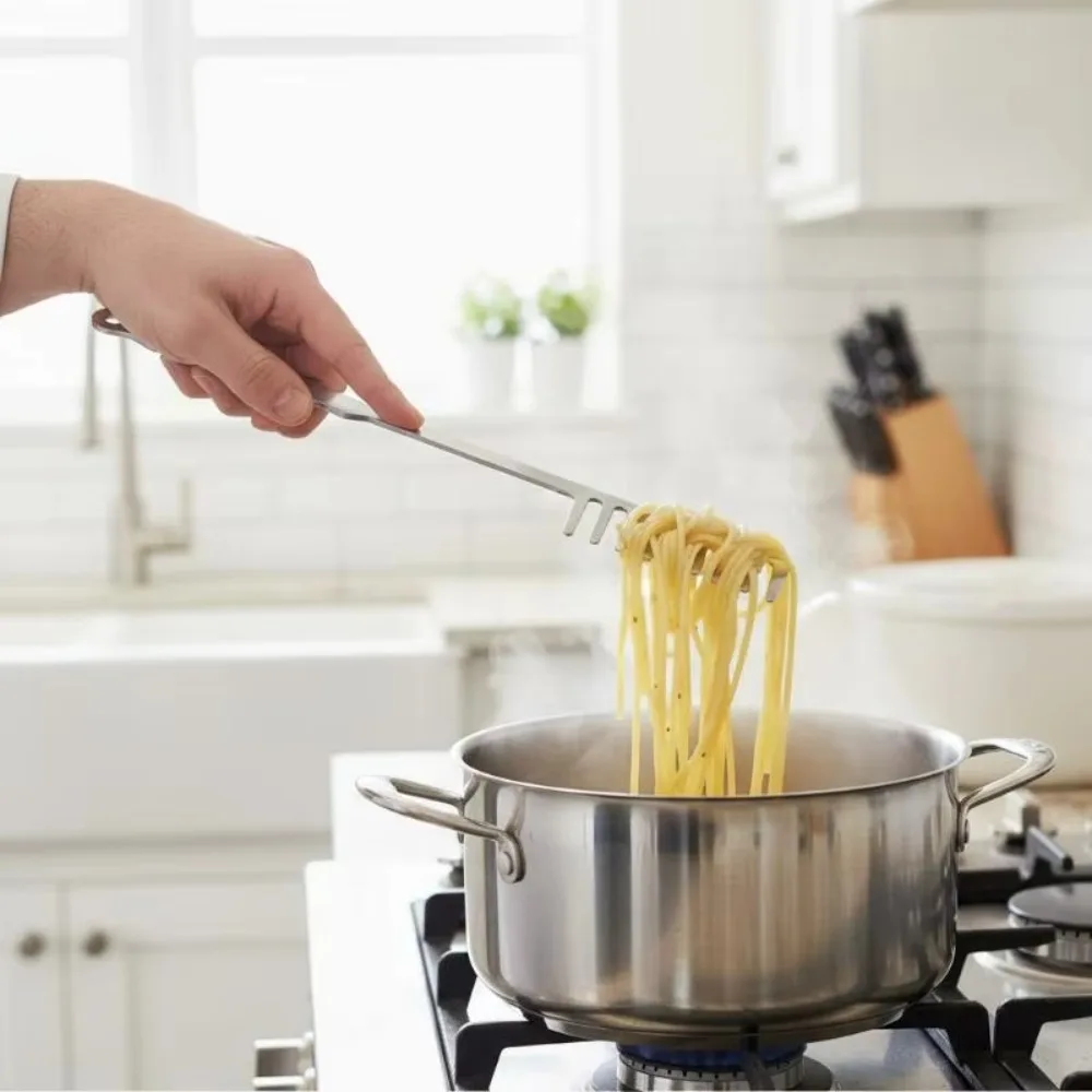 Stainless Steel Spaghetti Drainage Comb Heat Dissipation Rust-proof Pasta Comb Long Handle Spaghetti Serving Fork Dinning Table