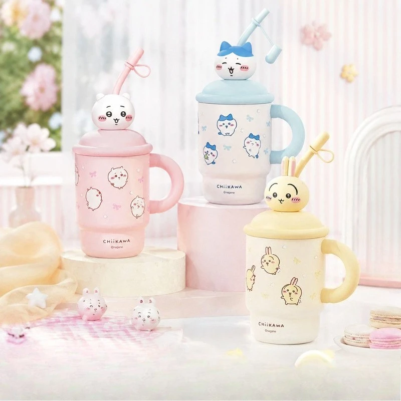 Anime Cartoon Kawaii Chiikawa Cup Stainless Steel Thermal Insulation Bottle Straw Portable Handle Clear Pattern Easy To Clean
