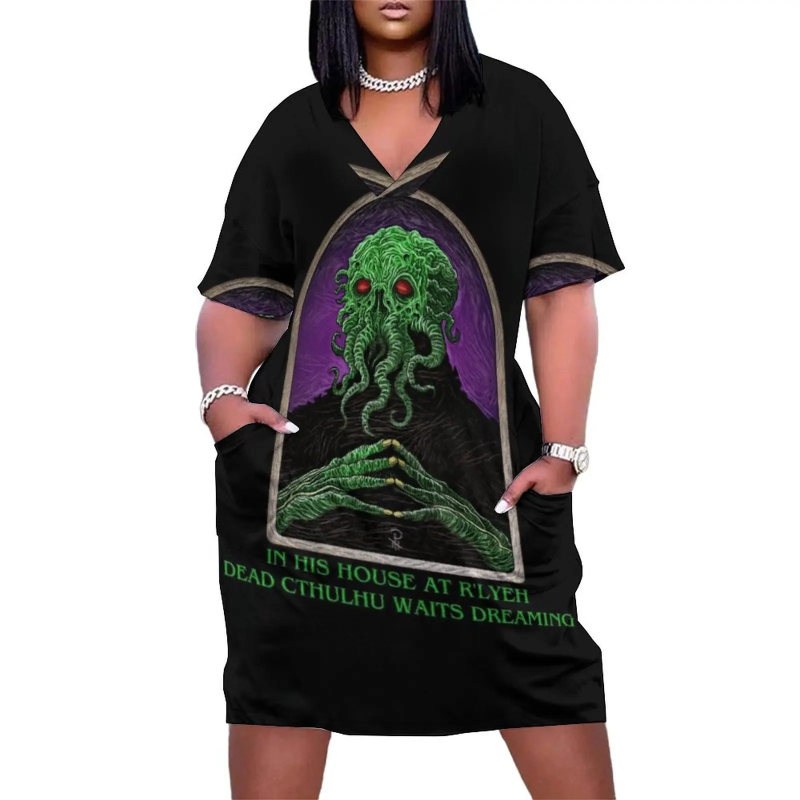 

Cthulhu Portrait - Azhmodai 2018 Loose Pocket Dress prom dress women's evening dresses