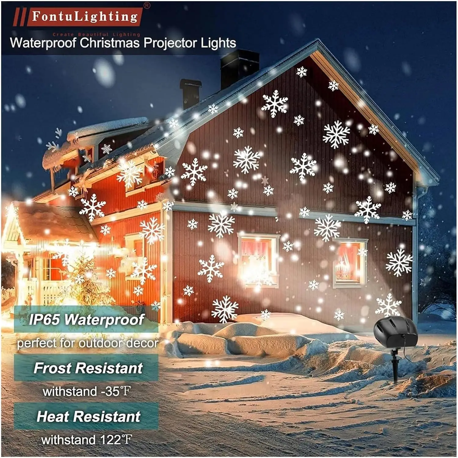 Double-head Christmas Snowfall HD Projector Lights, IP65 Outdoor Upgraded 2-in-1 Rotating Light With Remote Timer for Gift &Room