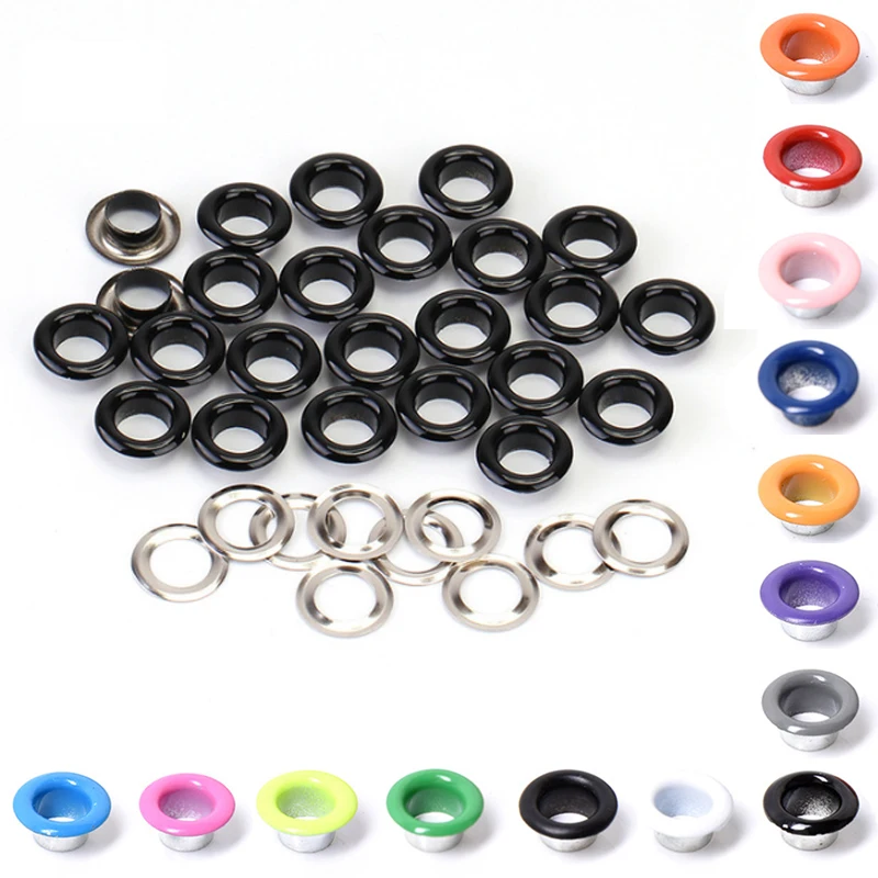 50pcs 4/6mm Multicolor Metal Eyelets Grommet Ring With Washer For DIY Leathercraft Scrapbooking Shoes Belt Cap Bag Tags Clothes