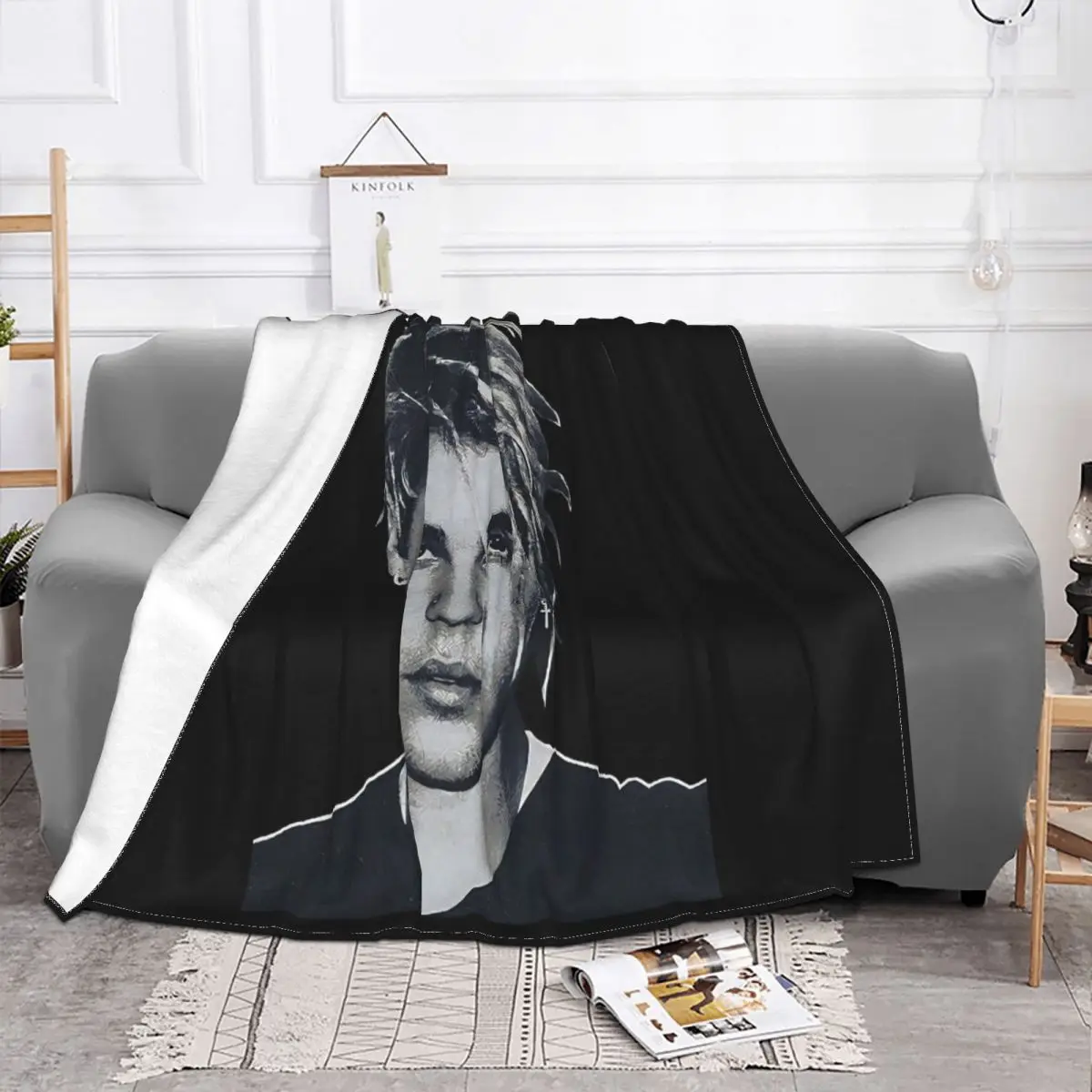 Justin Bieber World Tour Merchandise Ss Black T Beliebers Women Female Cheap Sale Throw Blanket