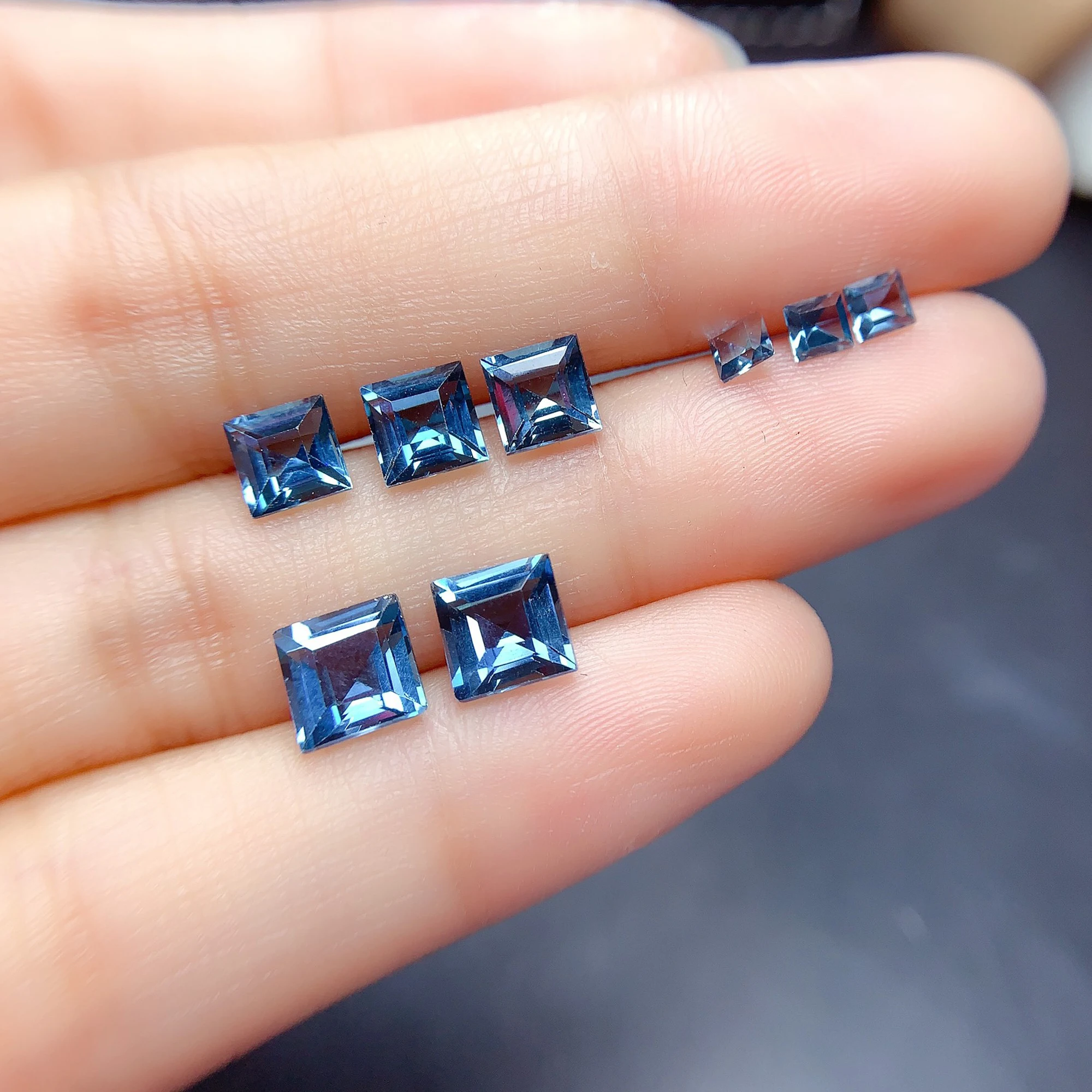 3mm To 7mm Princess Square Topaz Gemstone 100% Natural London Blue Topaz Loose Gemstone for Jewelry DIY