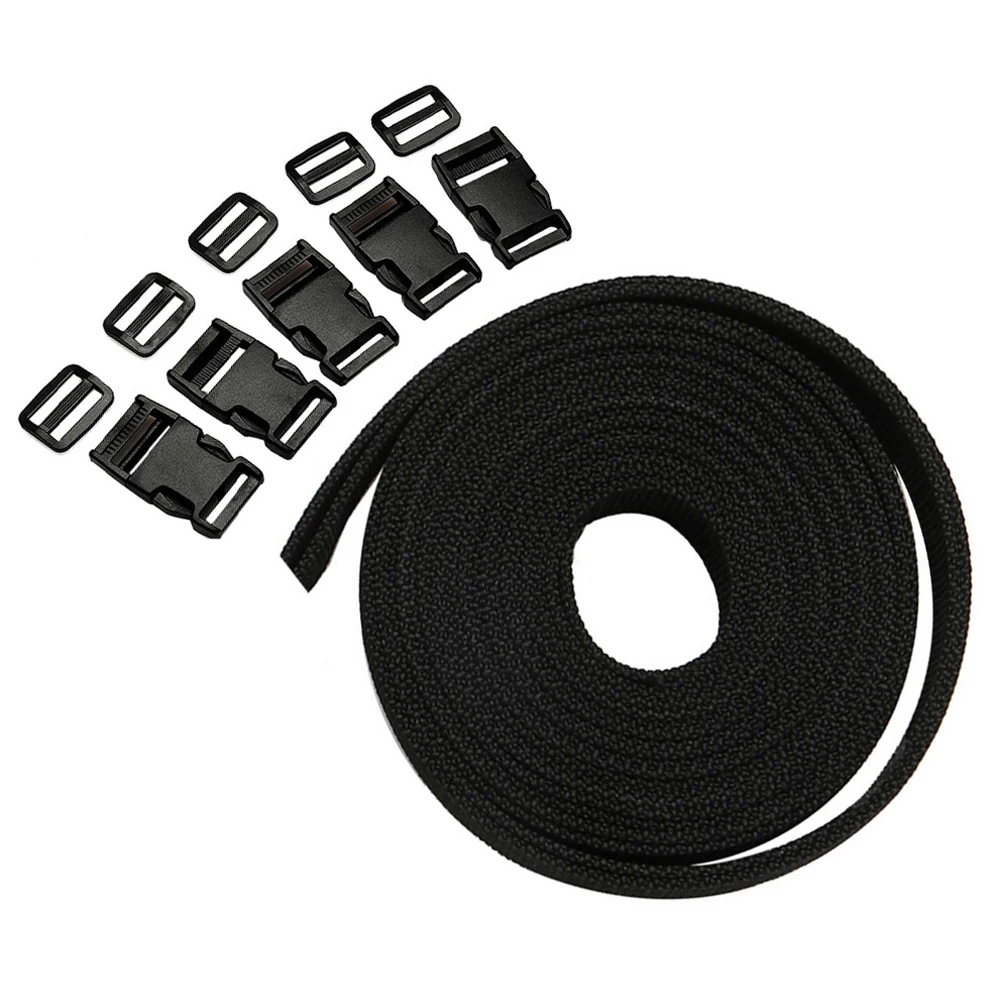 11pcs 4M silon těžký webbing popruhy pro pytle vytváření plastový přezkami 25mm plochý strana propuštění přezkami klipů pro DIY brašnářské