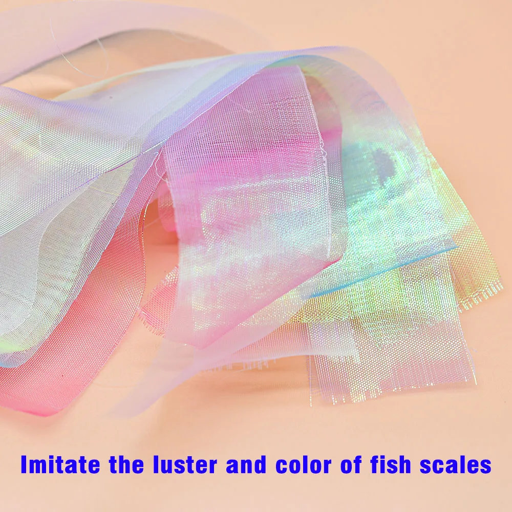 MNFT 10Pcs/Box Bossed Plastic Rainbow Fish Skin For Sabiki Rig Fly Tying Streamer Fly Tying Material