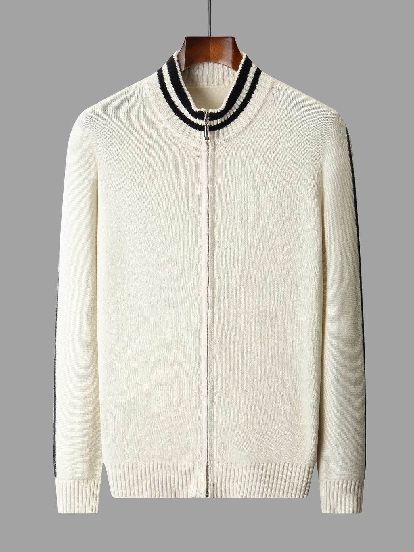 

Осень-зима, свитер-кардиган из 100% мериносовой шерсти, мужской свитер с воротником-молнией, толстая теплая вязаная куртка, умная повседневная мягкая удобная скоба