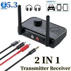 Bluetooth 5.3 2 In 1 Audio Receiver Transmitter 3.5mm Aux Jack RCA Stereo Music Wireless Adapter Dongle for Car TV PC Headphones