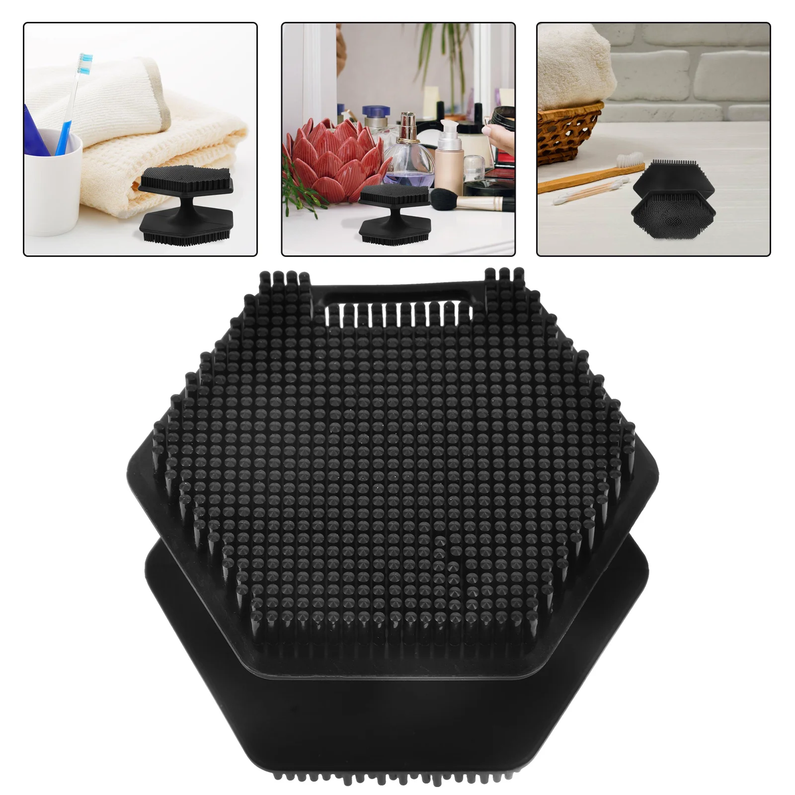 

Face Scrub Brush Silicone Facial Scrubber Makeup Wash Cleansing Black for Blackhead