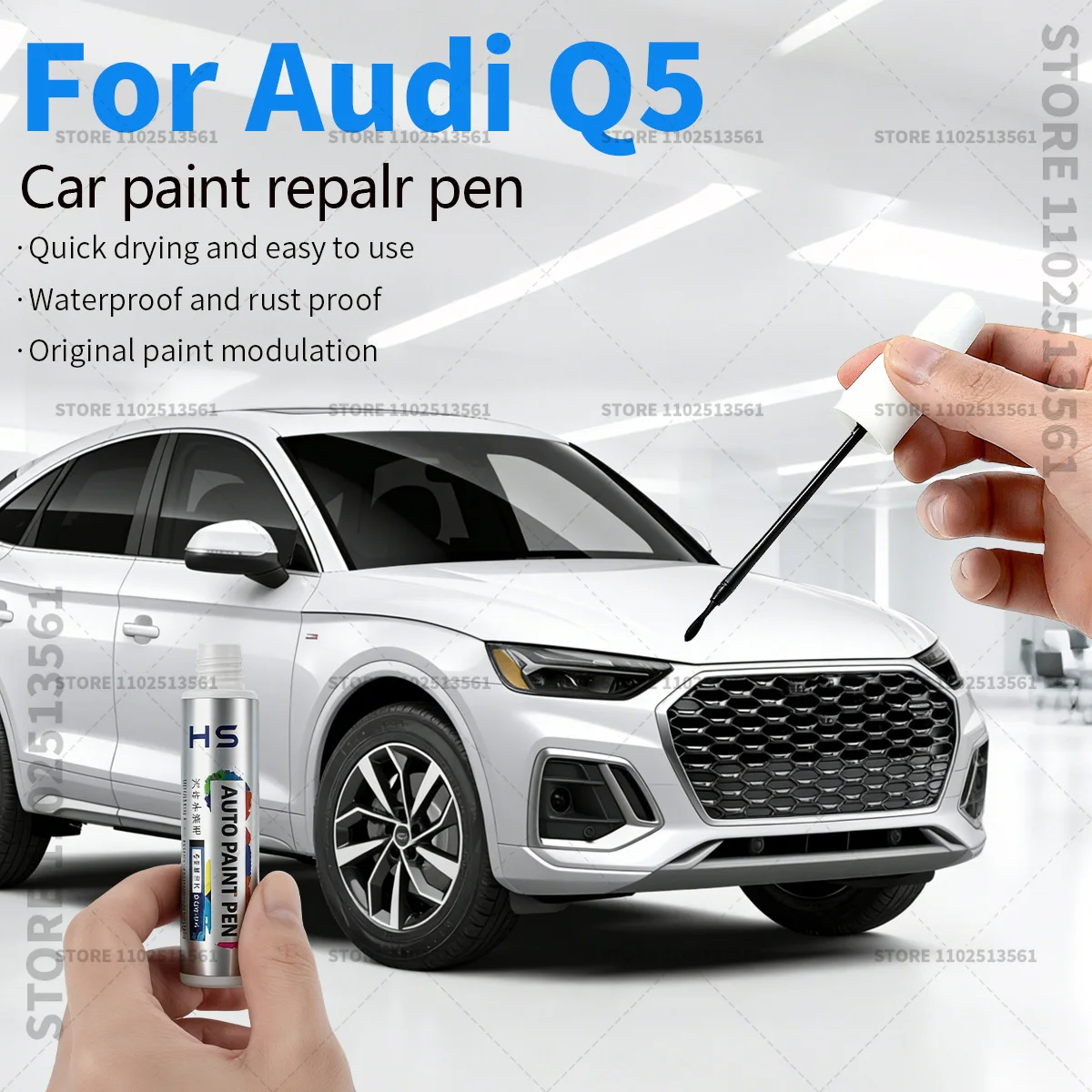 

Ручка-корректор для ремонта автомобильной краски Audi Q5: аксессуары для устранения царапин, цвета: черный, белый, синий, серебристый, серый Хронос, зеленый, красный Танго