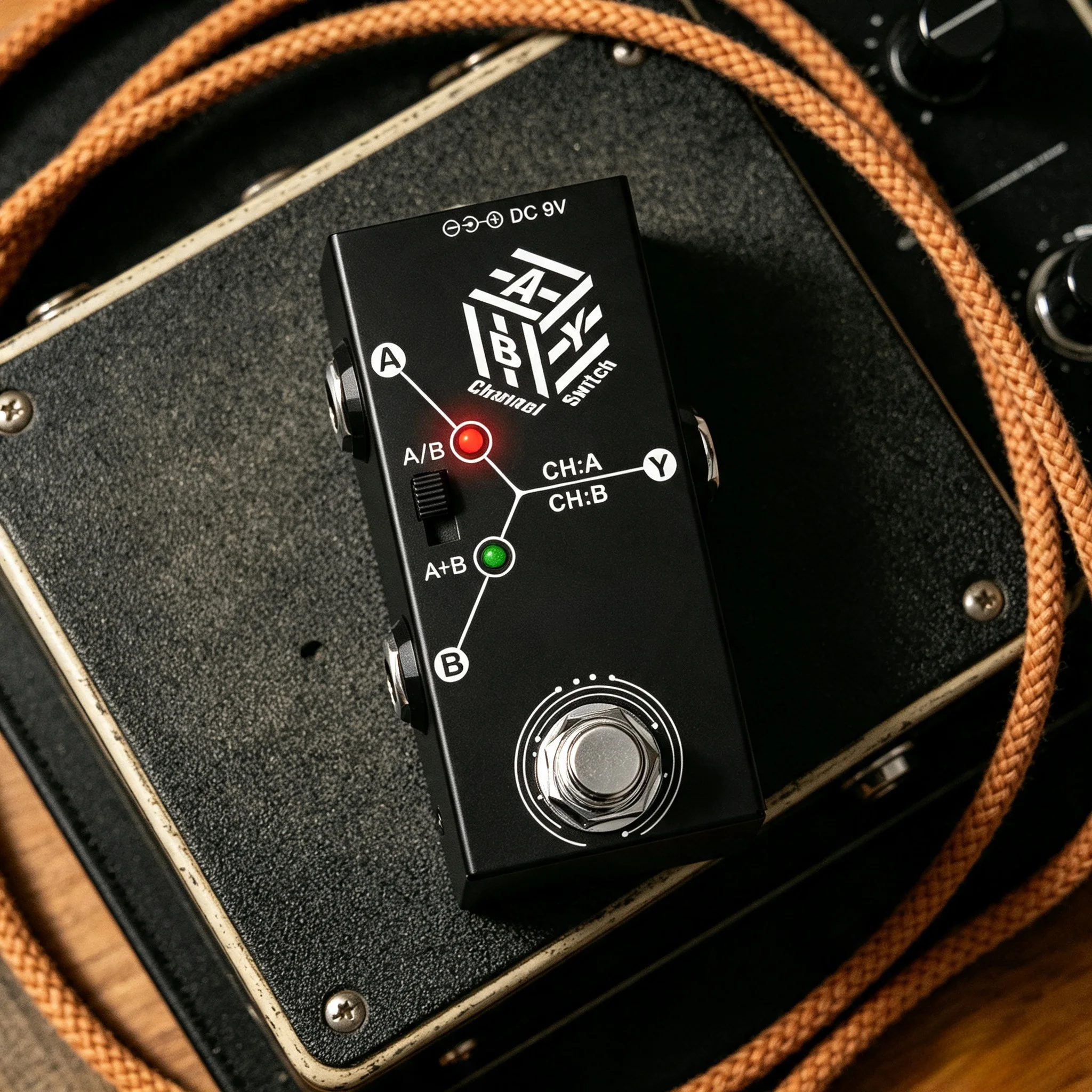 Miwayer ABY Box Channel Switcher, True Bypass Metal Casing Anti-slip ABY Line Selector Pedal for Guitar Bass