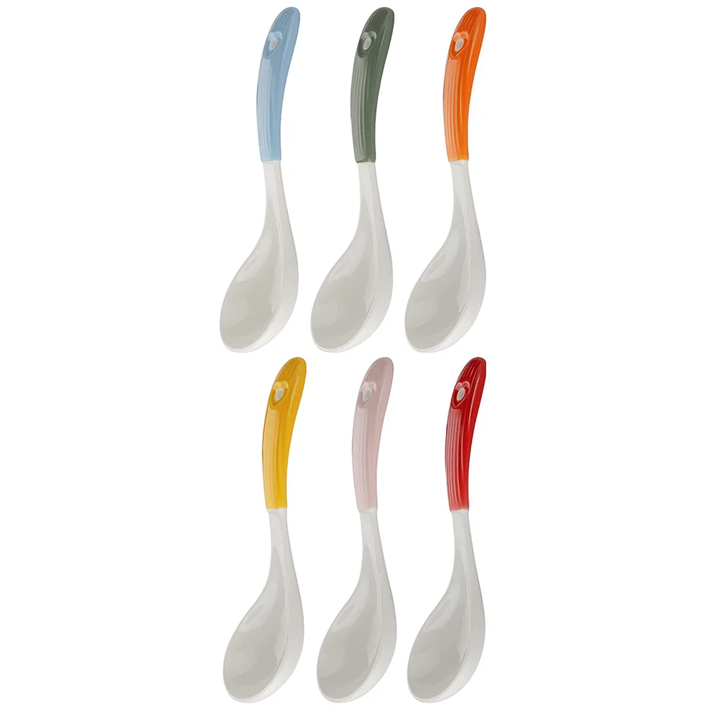 

Ceramic Soup Small Handles Kitchen Dining Tableware Bulk Household Spoon Small Ceramic Spoon Food Serving Porcelain Spoons