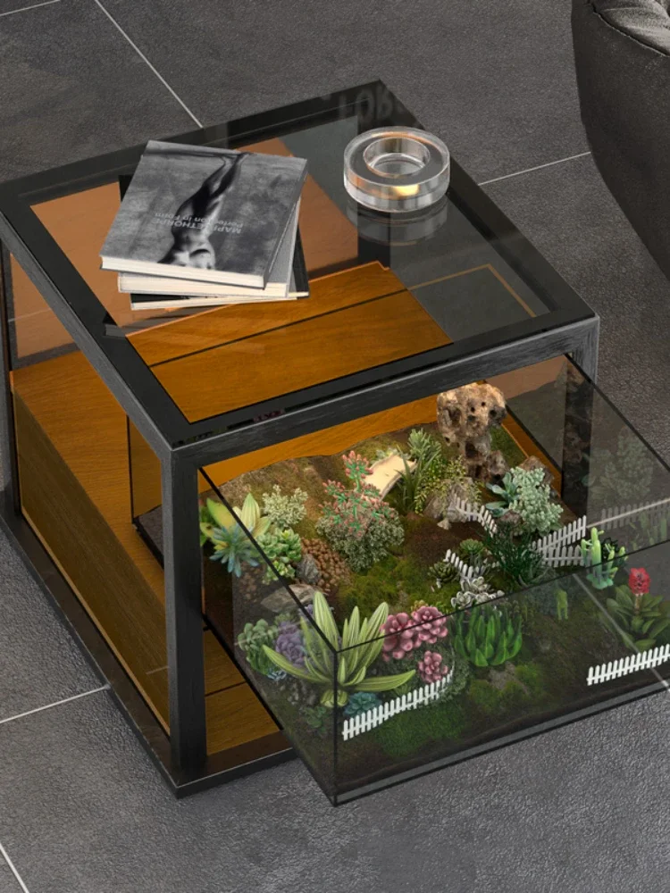1 Luxury Glass Side Table Living Room Storage All-Match Creative Trending Hand-Made Storage Side Cabinet Ins Style