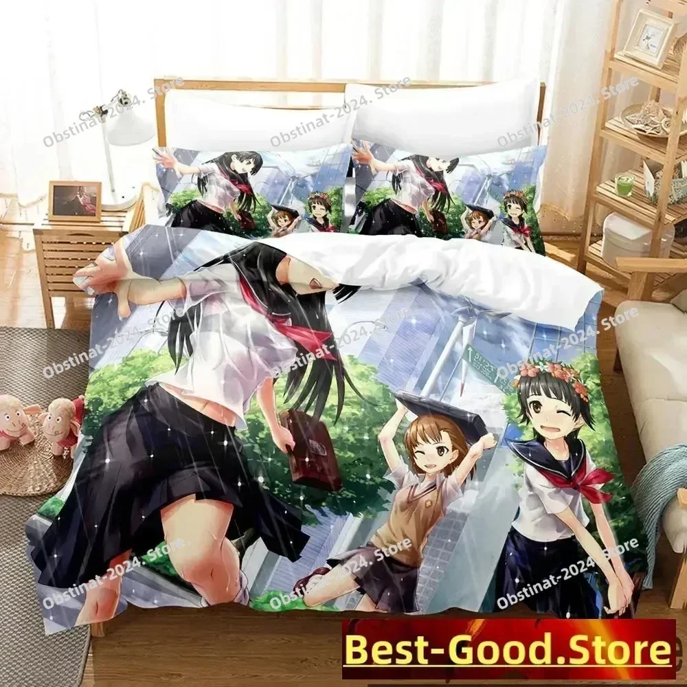 Misaka Mikoto A Certain Magical Index Railgun Bedding Set Printed With Pillowcase Bed Duvet Cover Single Double Queen King Size