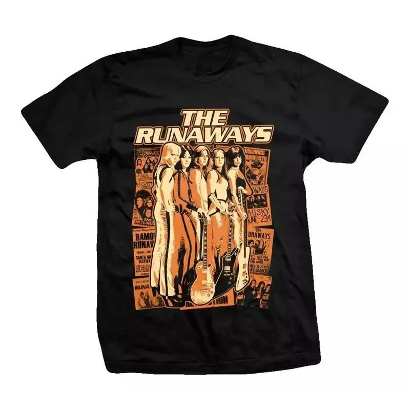 Vtg The Runaways Band Cherry Bom Cotton Black For Men T Shirt