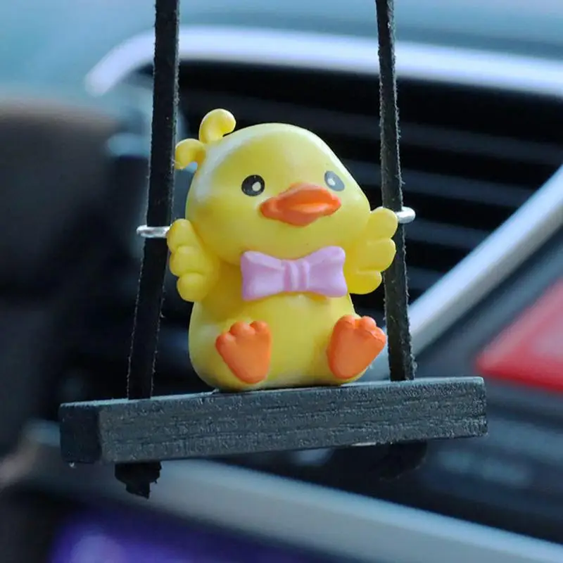 Swing Duck Car Ornament Hanging Car Rearview Mirror Pendant Funny Raincoat Swinging Duck Ornament Car Decoration Accessories