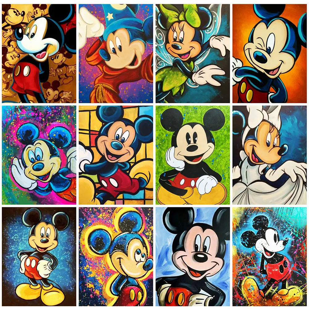 Disney diamentowy obraz myszka Mickey haft krzyżykowy zestaw do szycia ozdobna mozaika ścienna DIY prezent w pełni z okrągłych 30x40cm