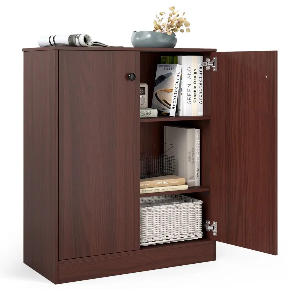 2 Door Storage Base Cabinet Freestanding Floor Cabinet with 3Tier Shelf, NonSlip Foot Pads, Kitchen Cupboard Storage Organizer f