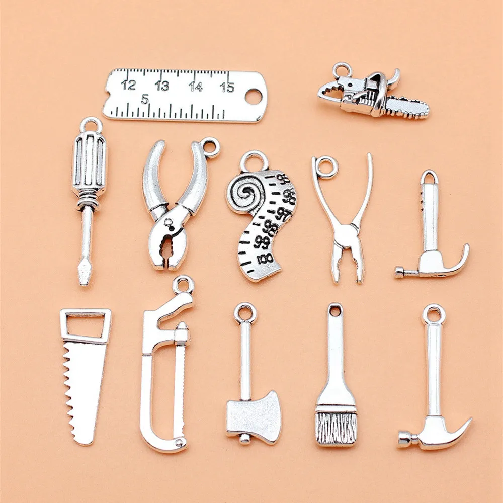 Screwdriver Pliers Ruler Charms Collection For DIY Jewelry Making Zinc Alloy For Handmade Jewelry