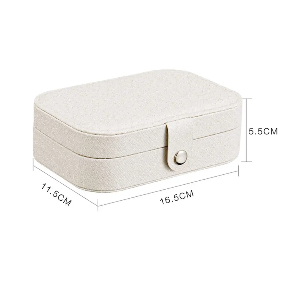 

Multifunctional Jewelry Box for Girls White PU Two-Tier Storage Container for Necklaces Earrings Rings Bracelets Compact
