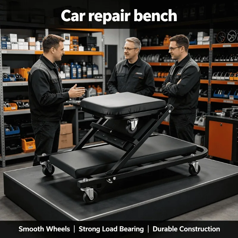 

Mechanic Garage Lying Board Low Profile Rolling Car Creeper Heavy Duty Steel Frame Foldable Padded Headrest Swivel Casters