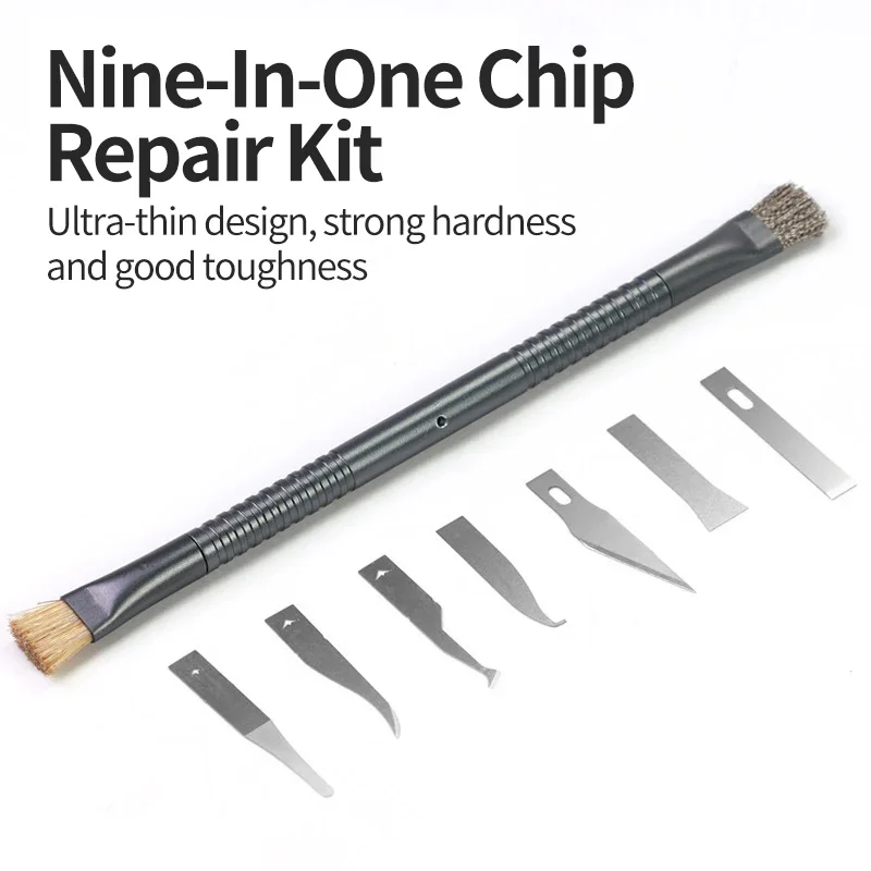 BGA IC Chip CPU Pry Scraper Tool Kit Multiple Blades Cleaning Brushes For Cell Phone Mainboard Glue Removal Maintenance Supply